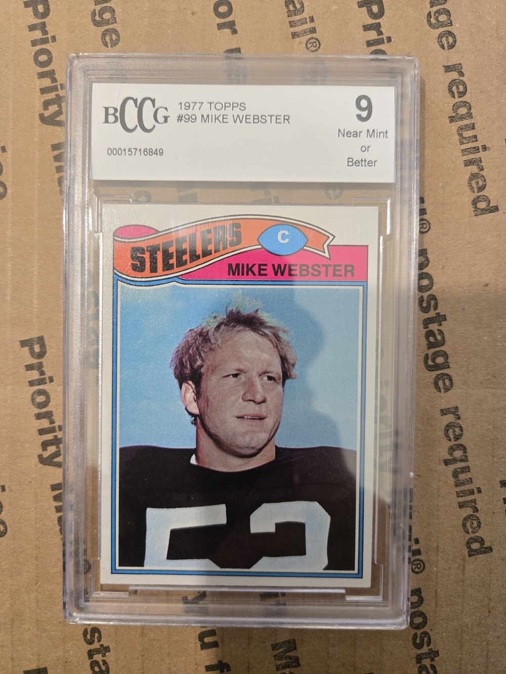 1977 Topps Football Mike Webster Rc Bccg Graded 9 Steelers Hof